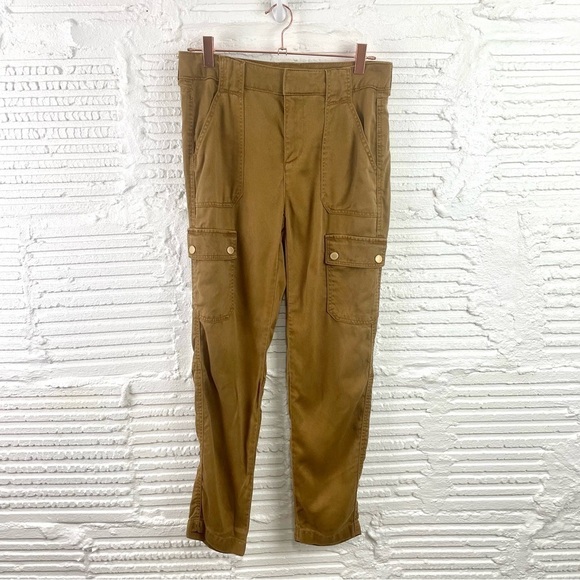 White House Black Market The Straight Ankle Utility Cargo Pant Mustard Brown 0 - Picture 1 of 16